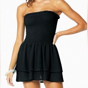 Ramy Brook Revolve Women’s Strapless Tube Mini Dress Ruching Black XS